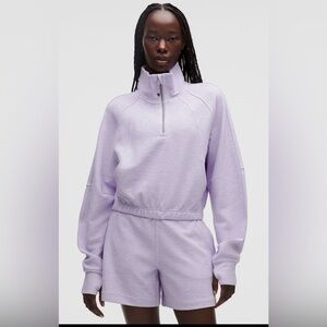 NWT Lululemon waffle scuba funnel cropped half zip sweatshirt violet purple M